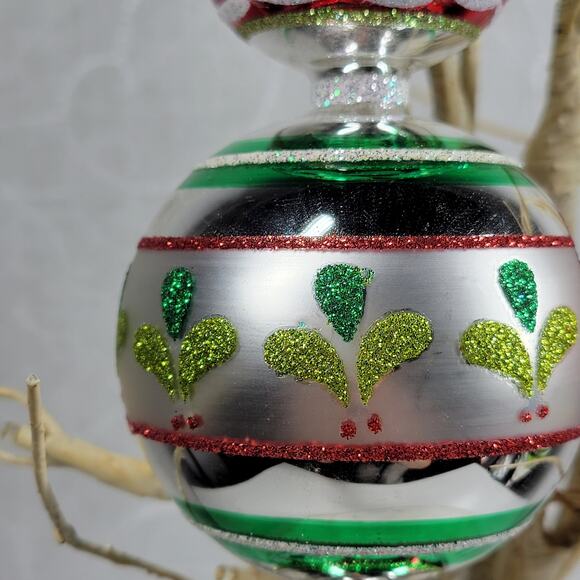 VTG Radko Shiny Brite 40s Finial Indent Reflector Glass Ornaments Hand Decorated - Picture 16 of 16